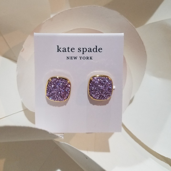 kate spade Jewelry - NEW Kate Spade Stud Purple Glitter Earrings